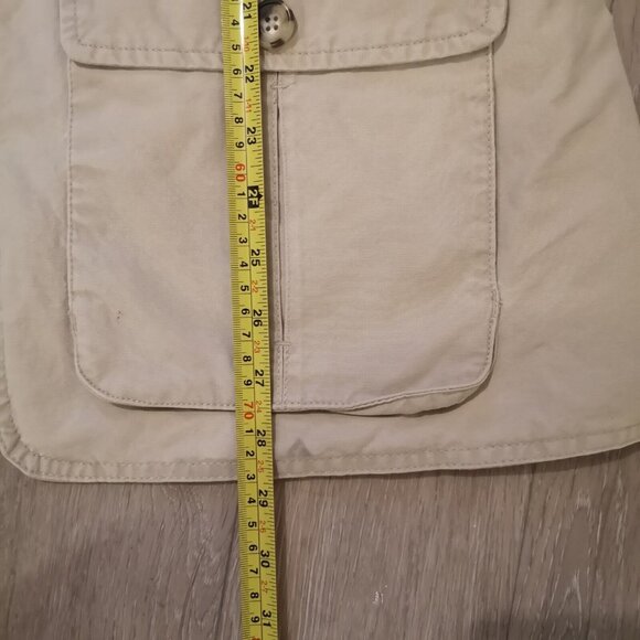 LL BEAN Vest Mens L Utility Safari Tactical Fishing Full Zip Canvas Cotton Tan - Picture 10 of 13